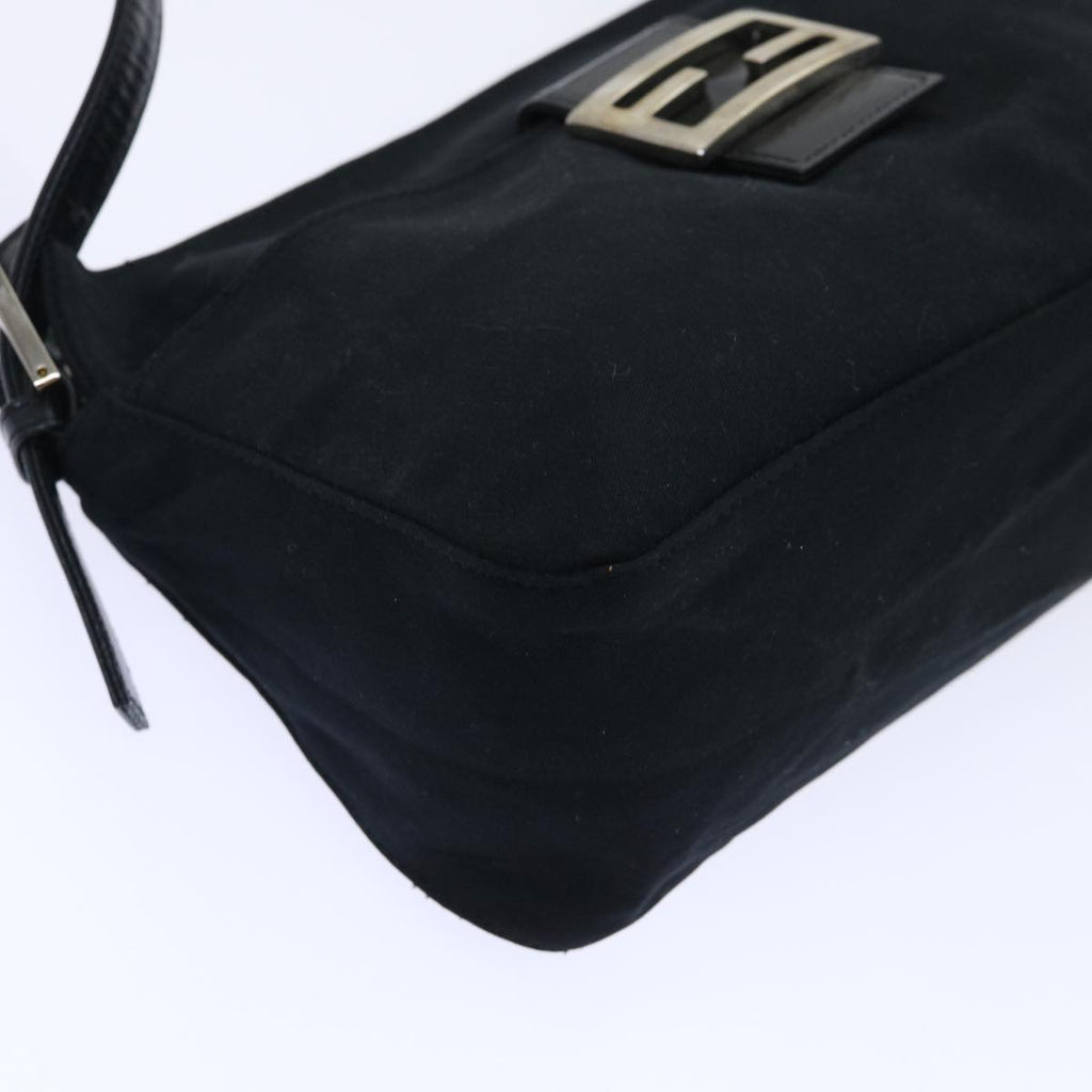FENDI Mamma Baguette Shoulder Bag Coated Canvas Black 52742