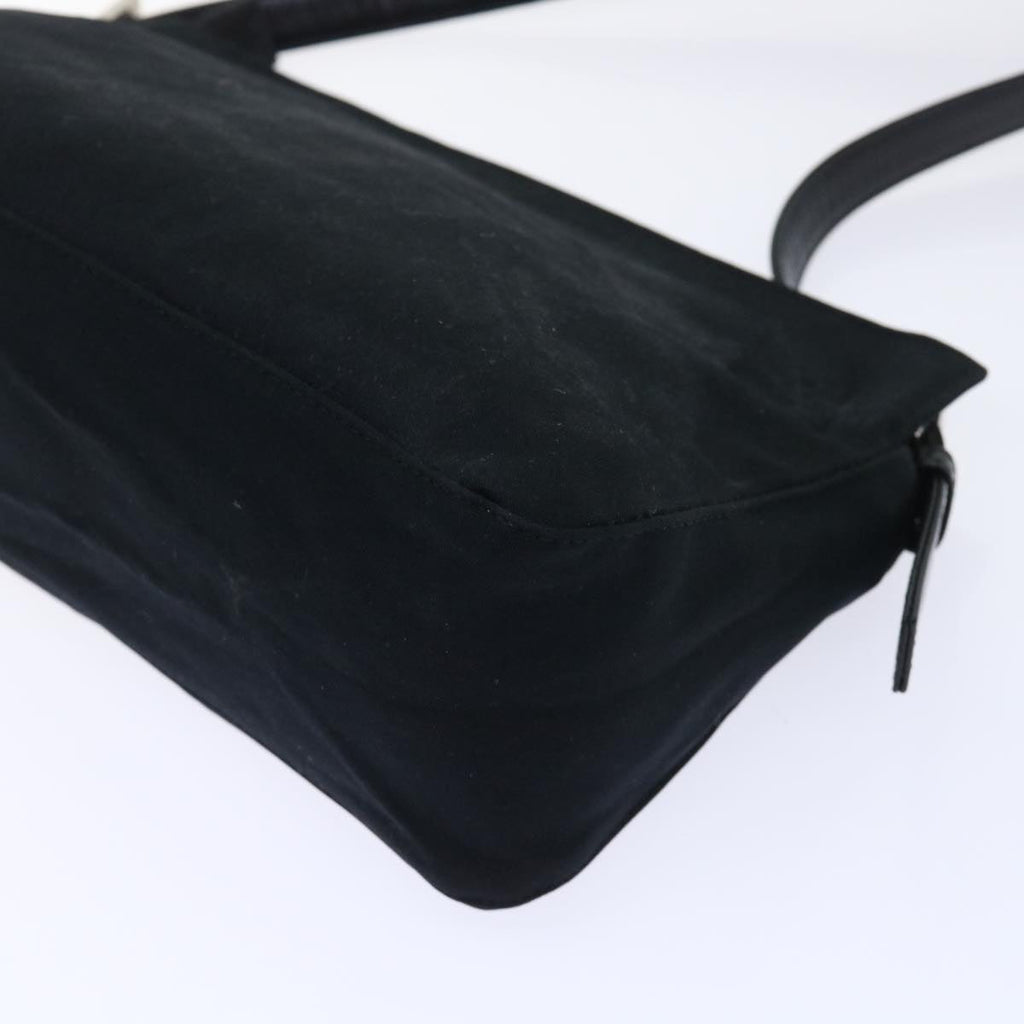 FENDI Mamma Baguette Shoulder Bag Coated Canvas Black 52742