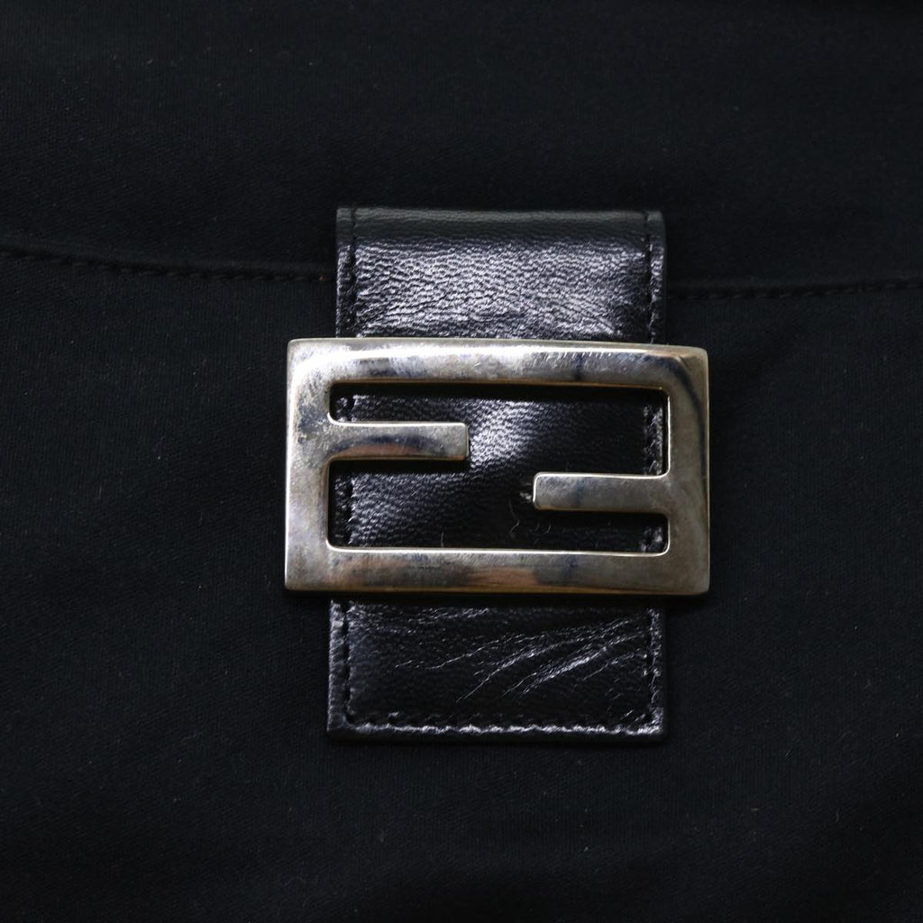 FENDI Mamma Baguette Shoulder Bag Coated Canvas Black 52742