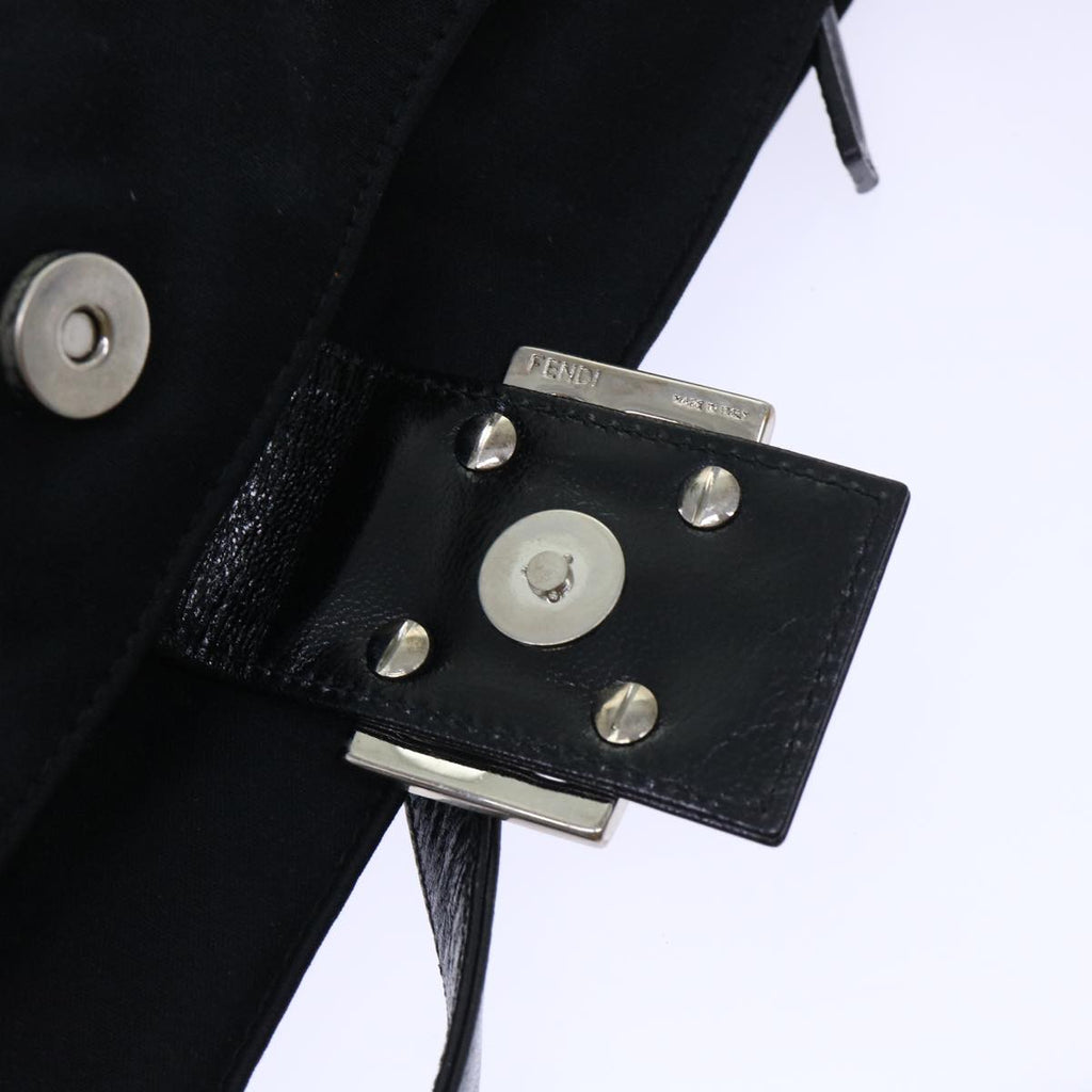 FENDI Mamma Baguette Shoulder Bag Coated Canvas Black 52742