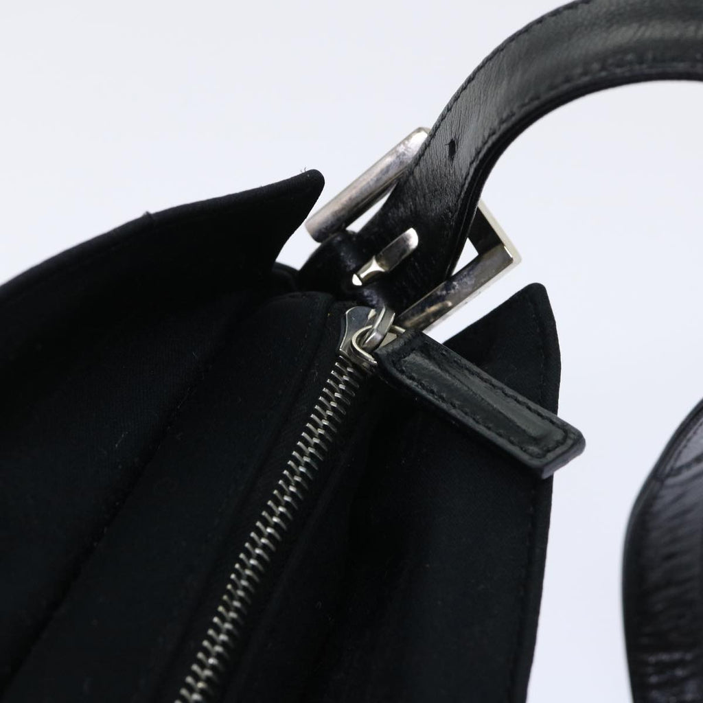 FENDI Mamma Baguette Shoulder Bag Coated Canvas Black 52742