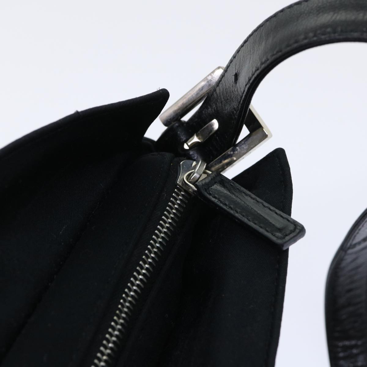 FENDI Mamma Baguette Shoulder Bag Coated Canvas Black 52742