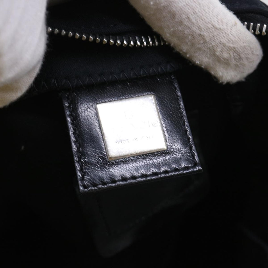 FENDI Mamma Baguette Shoulder Bag Coated Canvas Black 52742