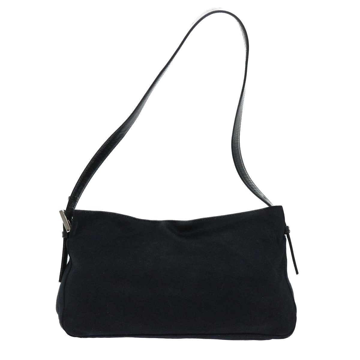 FENDI Mamma Baguette Shoulder Bag Coated Canvas Black 52742