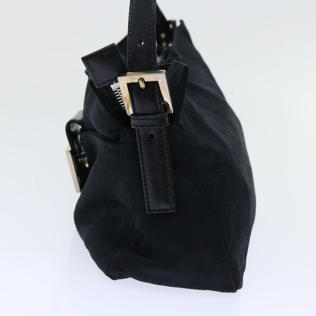 FENDI Mamma Baguette Shoulder Bag Coated Canvas Black 52742