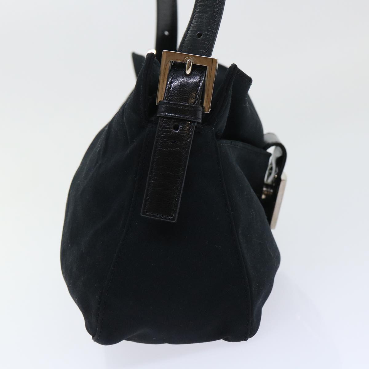 FENDI Mamma Baguette Shoulder Bag Coated Canvas Black 52742
