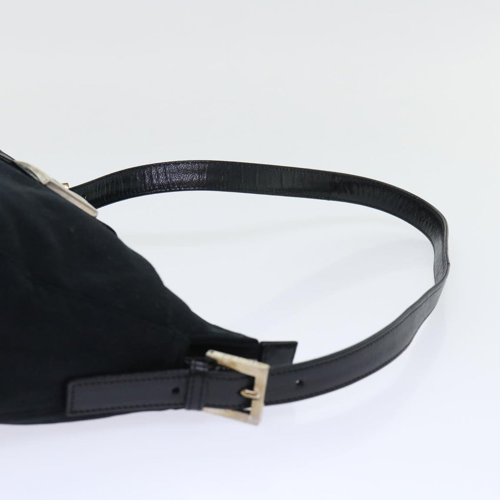 FENDI Mamma Baguette Shoulder Bag Coated Canvas Black 52742