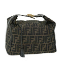 FENDI Zucca Canvas Vanity pouch Hand Bag Brown Black 52743
