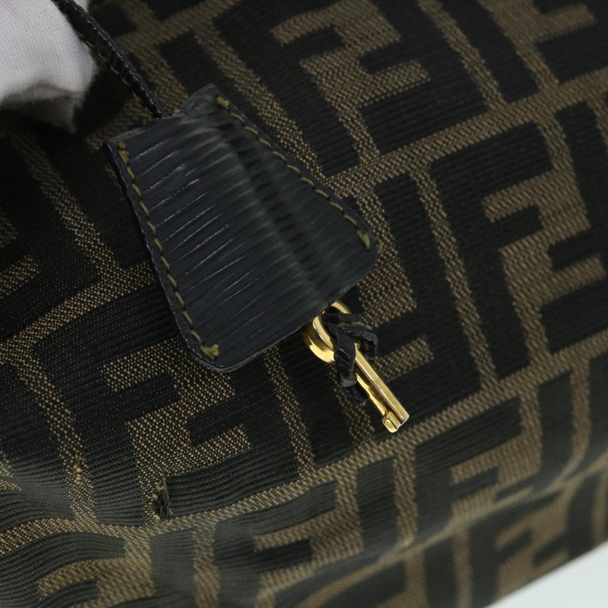 FENDI Zucca Canvas Vanity pouch Hand Bag Brown Black 52743
