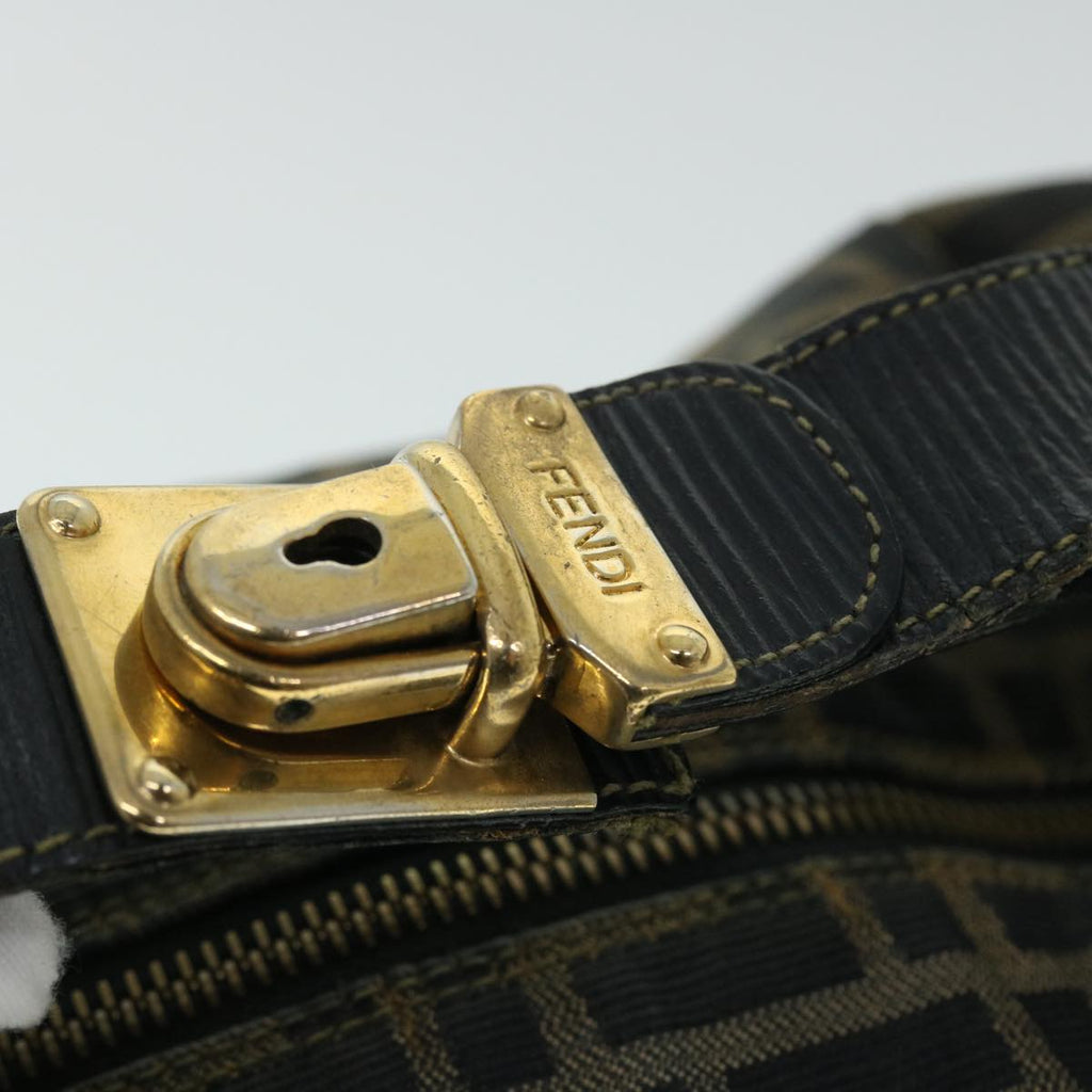 FENDI Zucca Canvas Vanity pouch Hand Bag Brown Black 52743