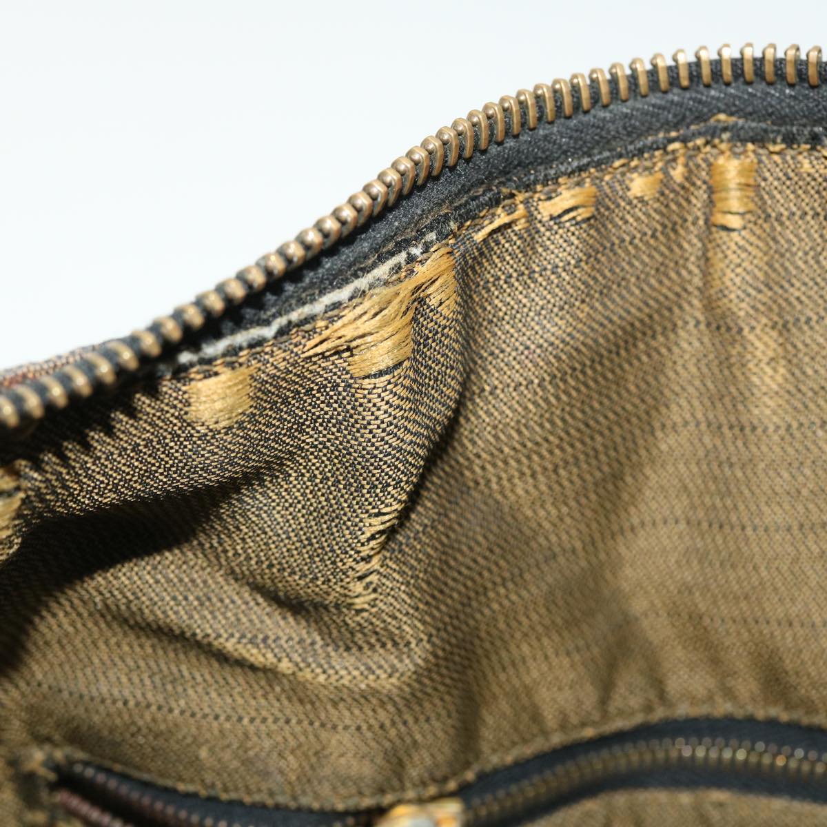 FENDI Zucca Canvas Vanity pouch Hand Bag Brown Black 52743