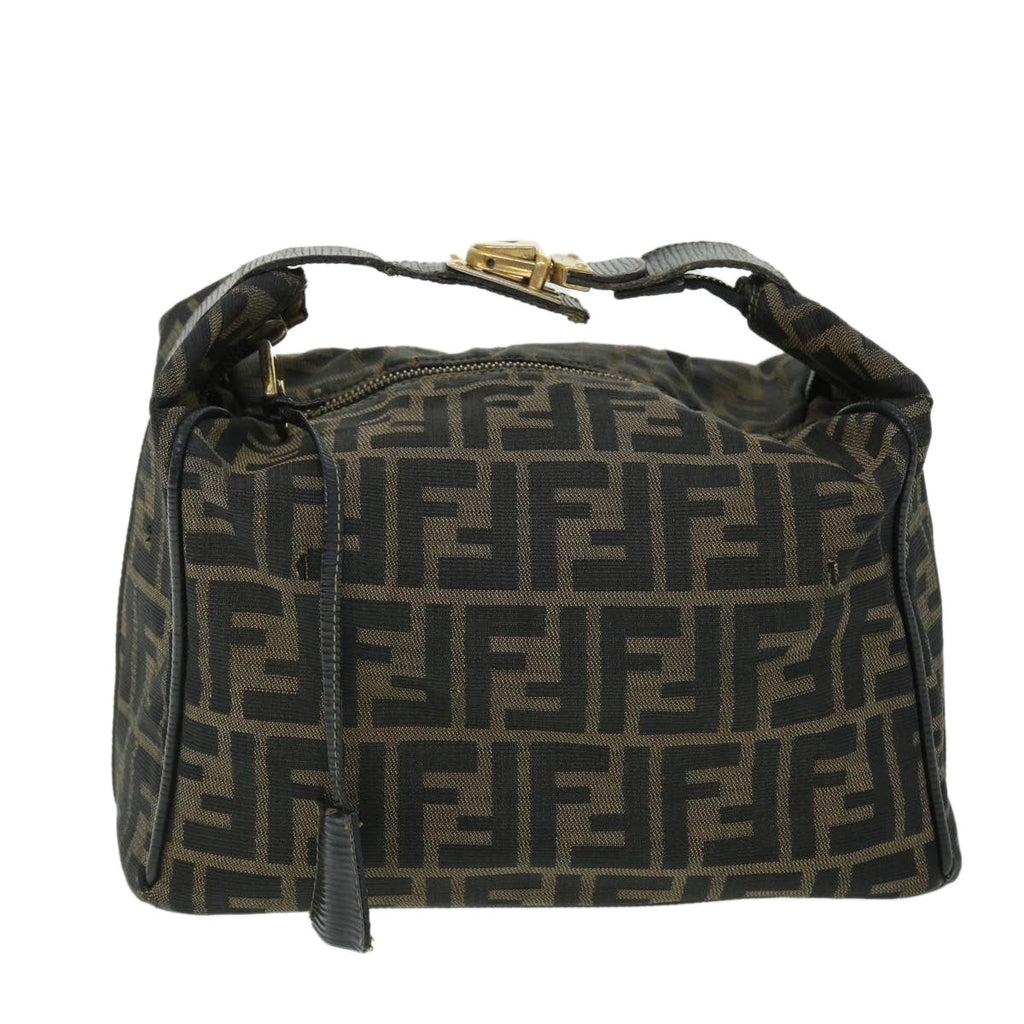FENDI Zucca Canvas Vanity pouch Hand Bag Brown Black 52743