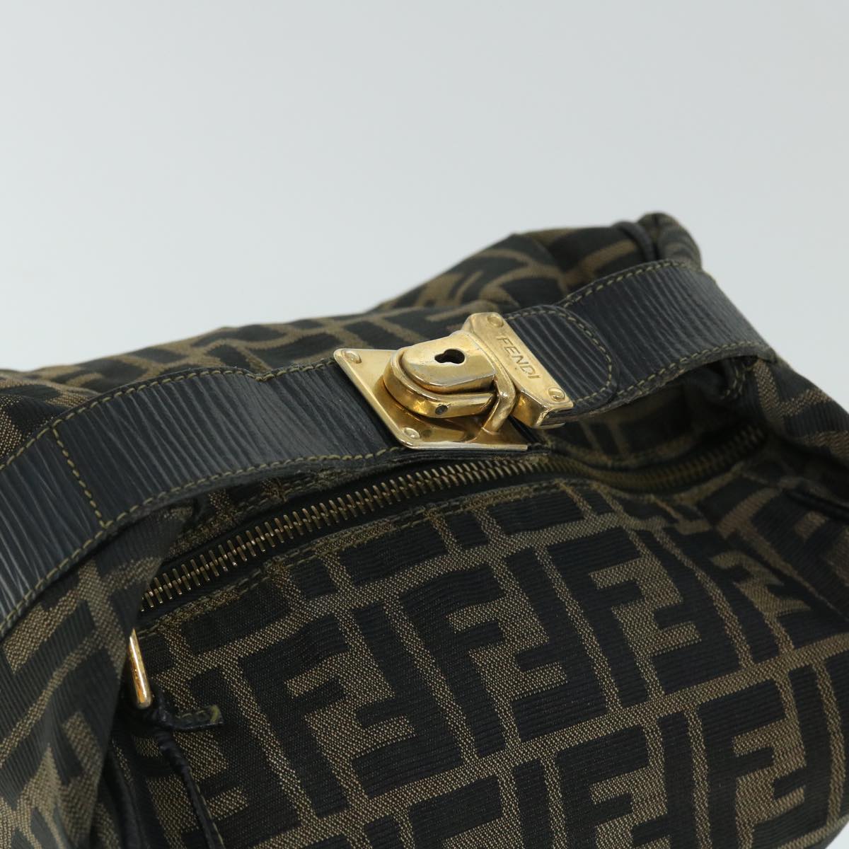 FENDI Zucca Canvas Vanity pouch Hand Bag Brown Black 52743