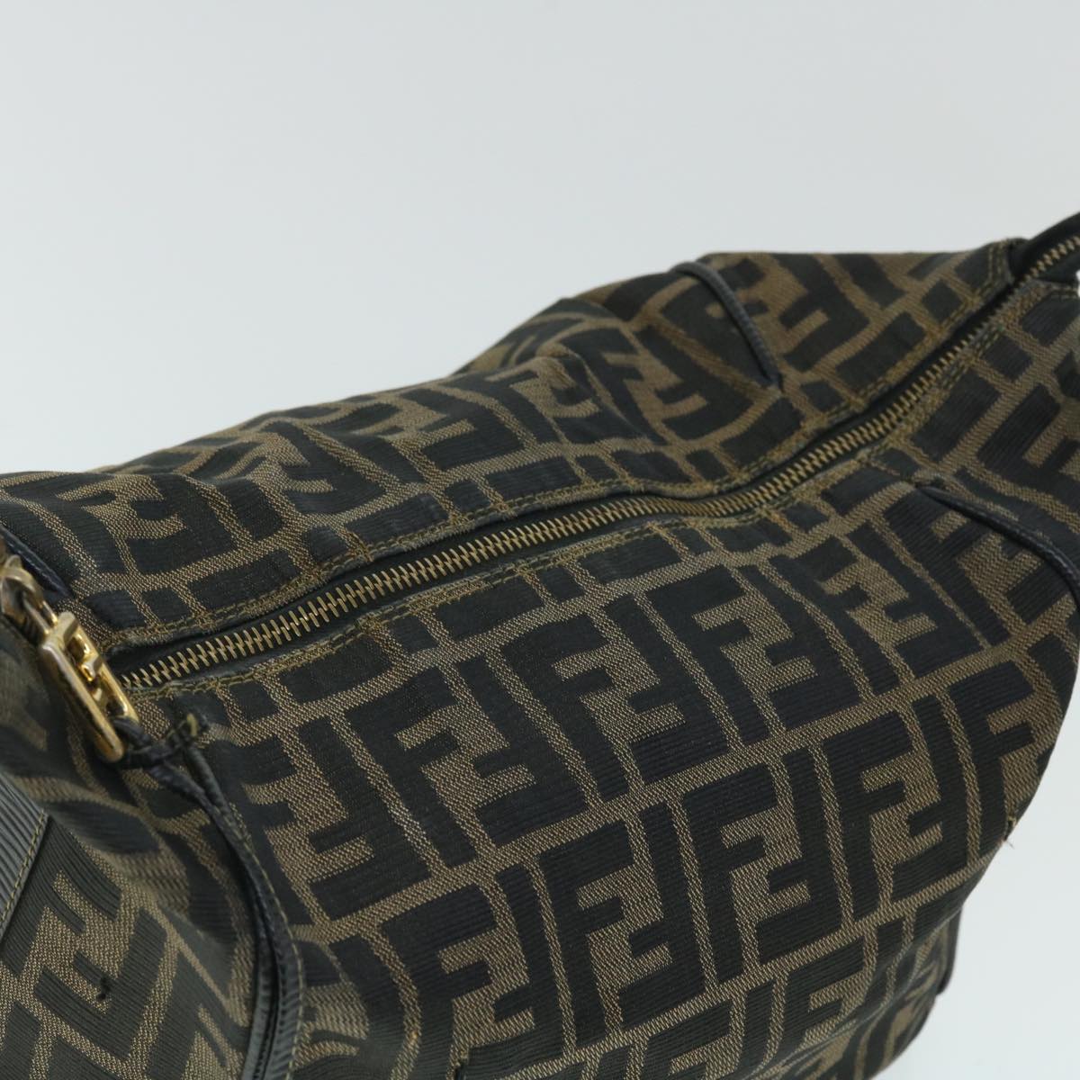 FENDI Zucca Canvas Vanity pouch Hand Bag Brown Black 52743