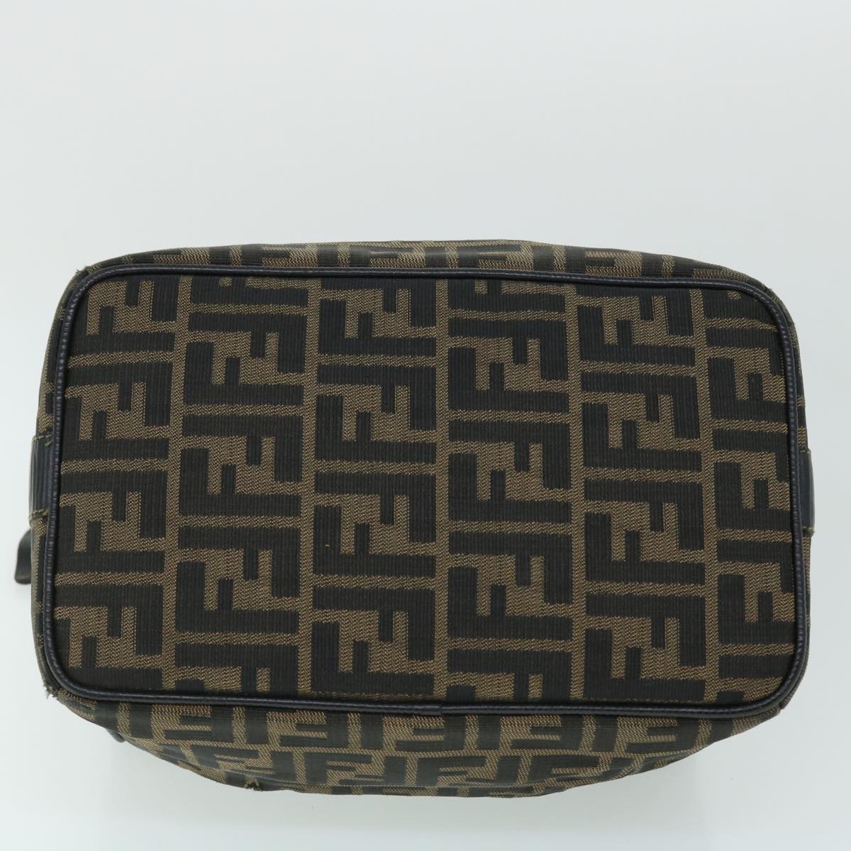 FENDI Zucca Canvas Vanity pouch Hand Bag Brown Black 52743