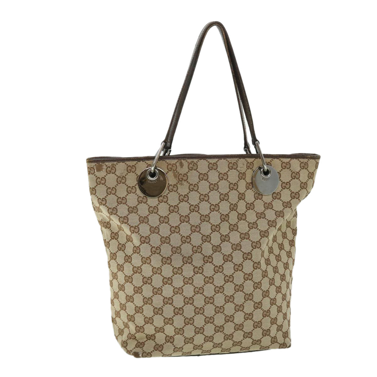 GUCCI GG Canvas Tote Bag Beige Brown 52750