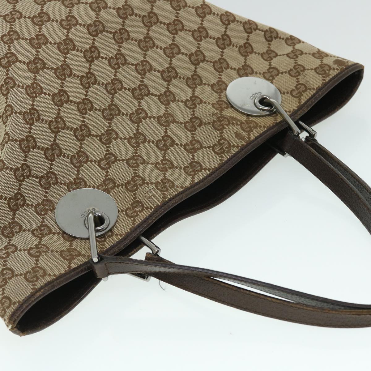 GUCCI GG Canvas Tote Bag Beige Brown 52750