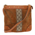 GUCCI GG Canvas Shoulder Bag Leather Beige Orange 120893 52751