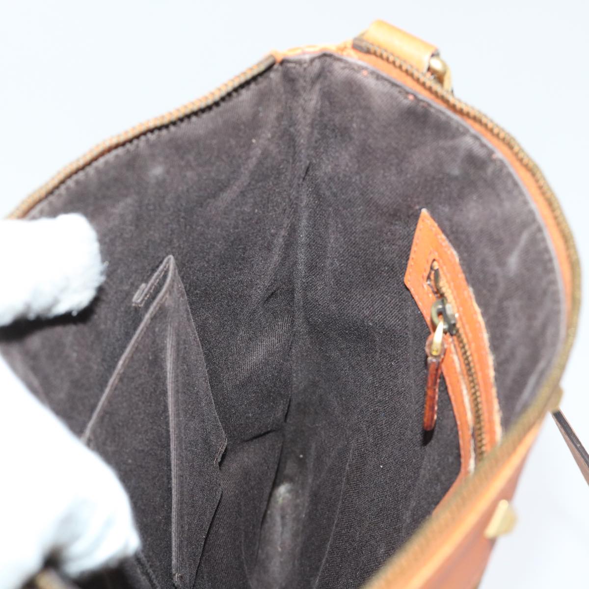 GUCCI GG Canvas Shoulder Bag Leather Beige Orange 120893 52751