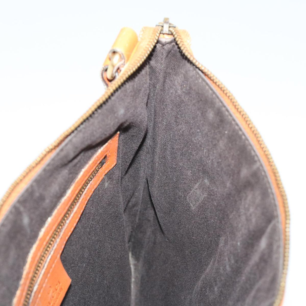 GUCCI GG Canvas Shoulder Bag Leather Beige Orange 120893 52751