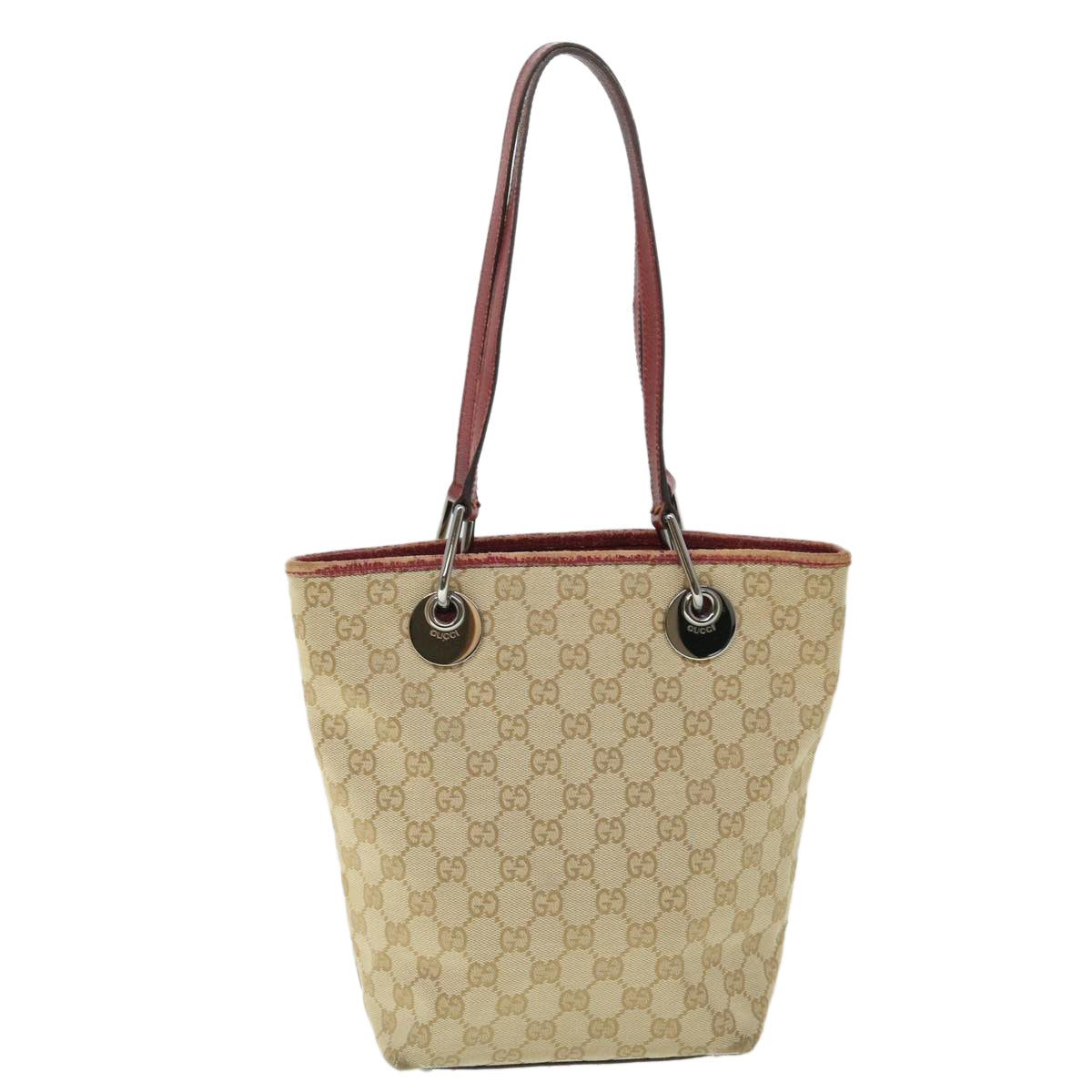 GUCCI GG Canvas Tote Bag Beige Red 52753