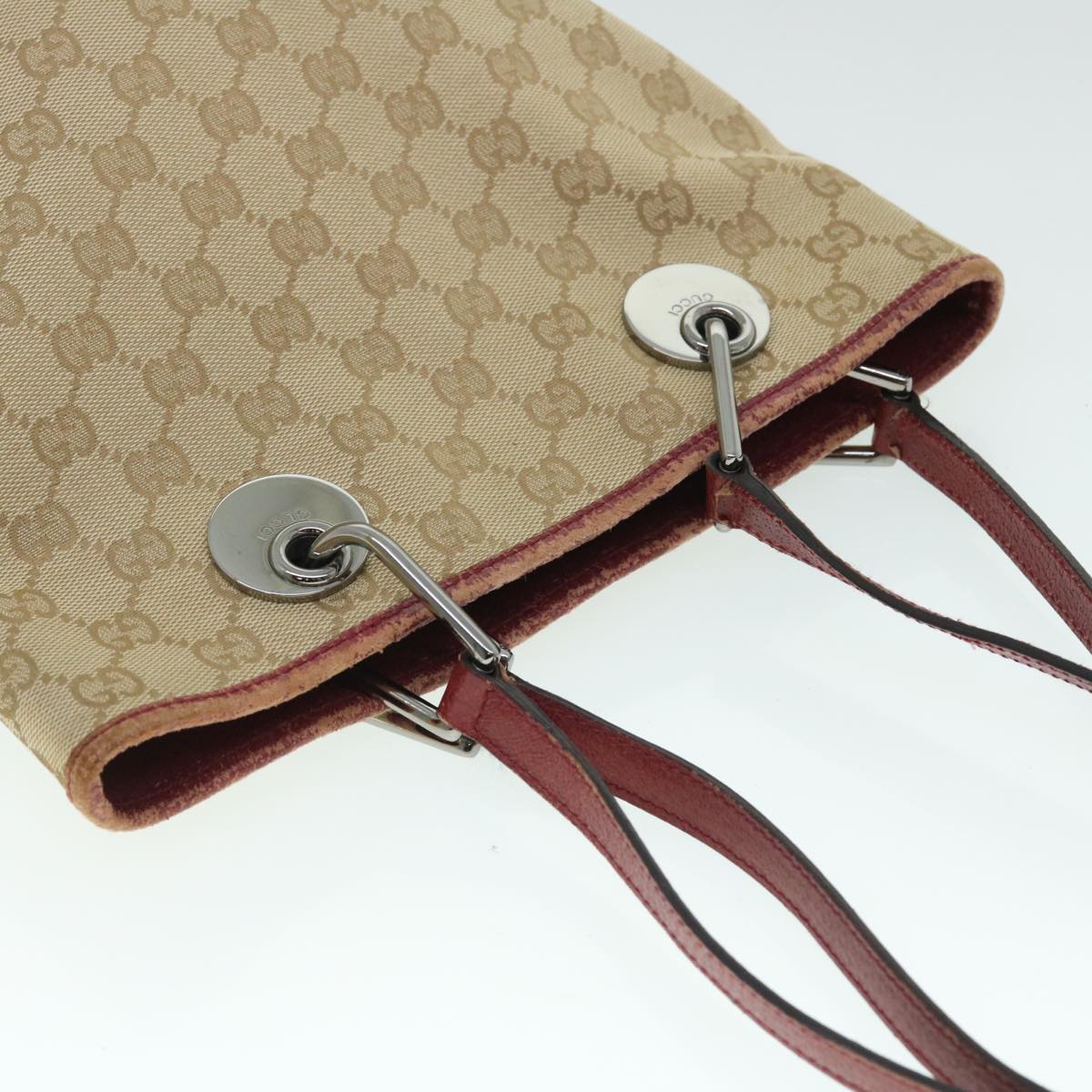 GUCCI GG Canvas Tote Bag Beige Red 52753