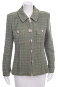 Chanel Green Tweed Zip Up Jacket SZ 42 NWT