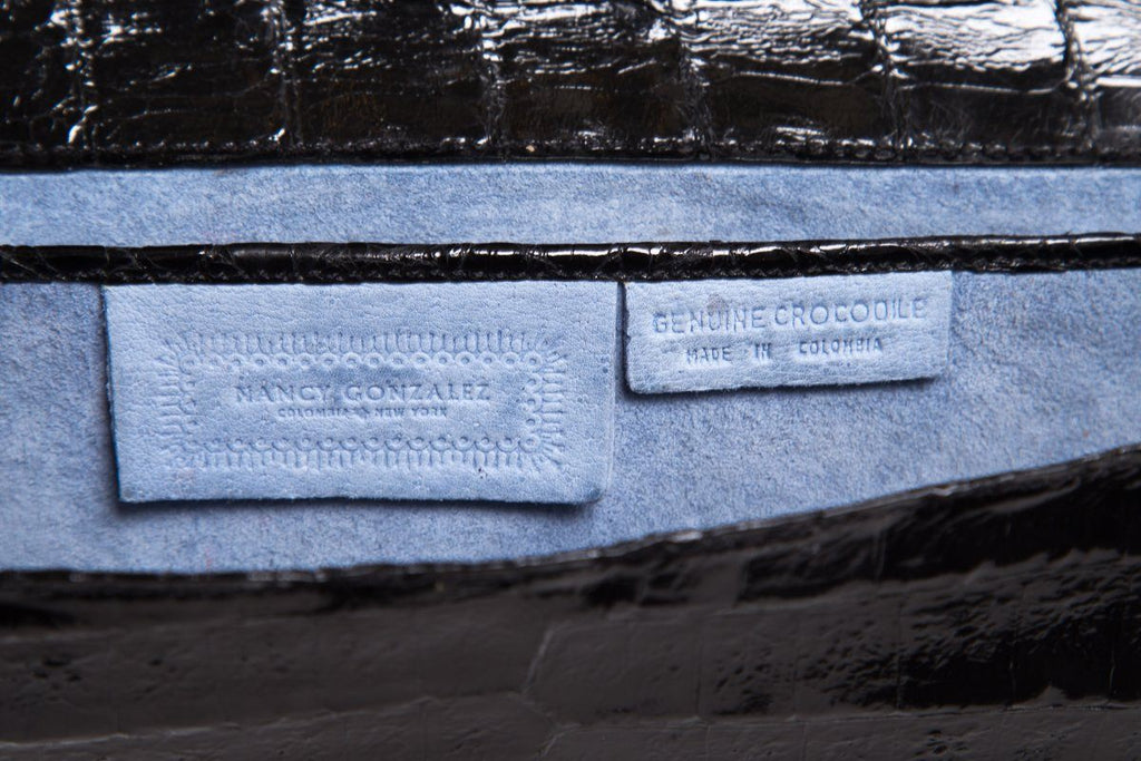 Nancy Gonzalez Black Crocodile Envelope Clutch