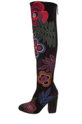 Valentino Black & Multi Floral Boots SZ 37.5