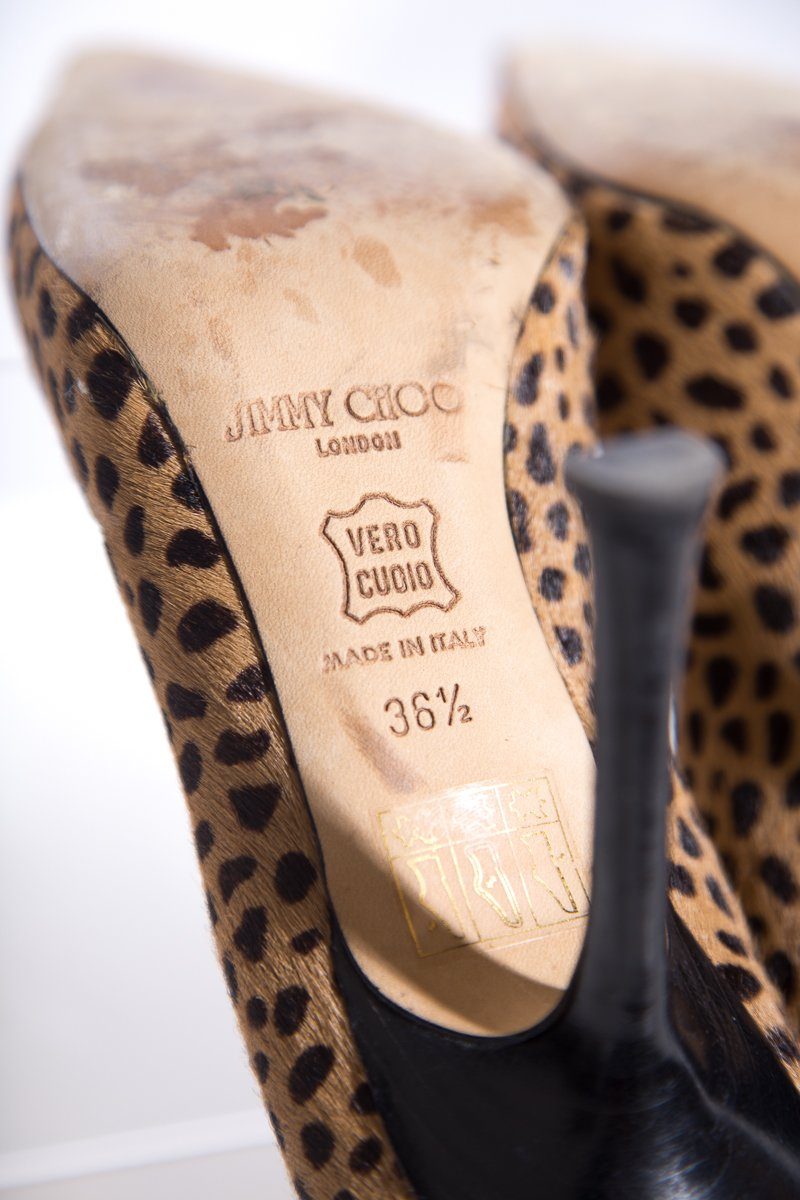 Jimmy Choo Animal Print Pony Hair Heels SZ 36.5