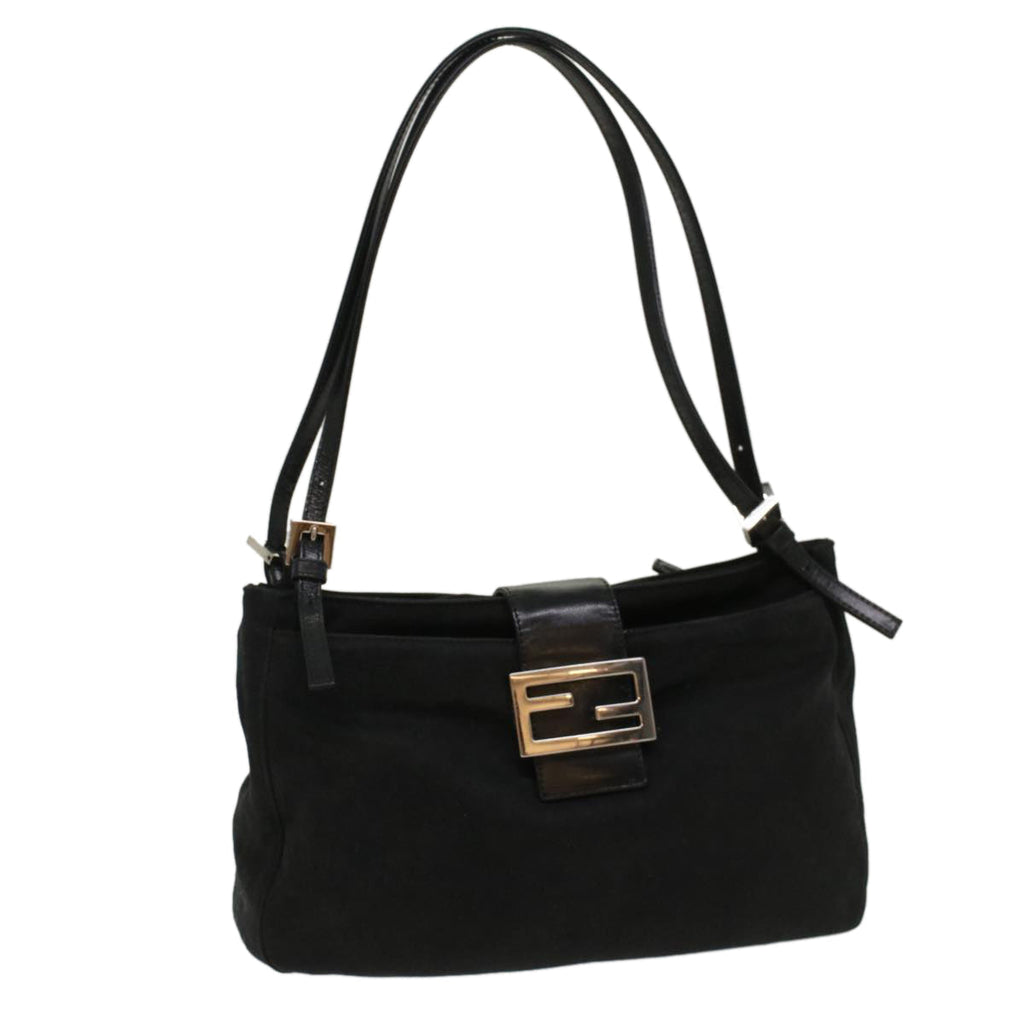 FENDI Mamma Baguette Shoulder Bag Nylon Black 53012