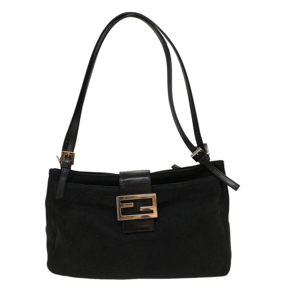 FENDI Mamma Baguette Shoulder Bag Nylon Black 53012