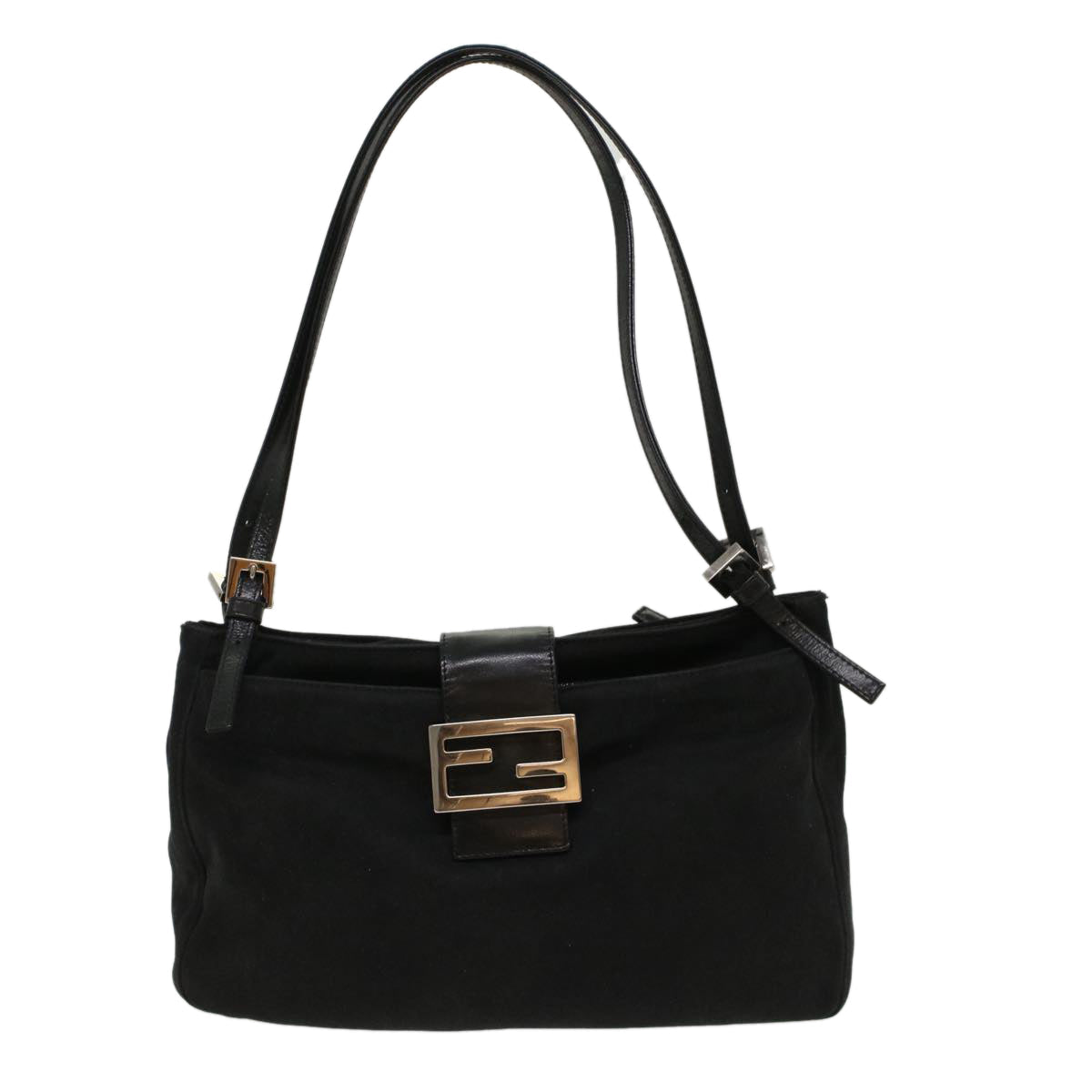 FENDI Mamma Baguette Shoulder Bag Nylon Black 53012