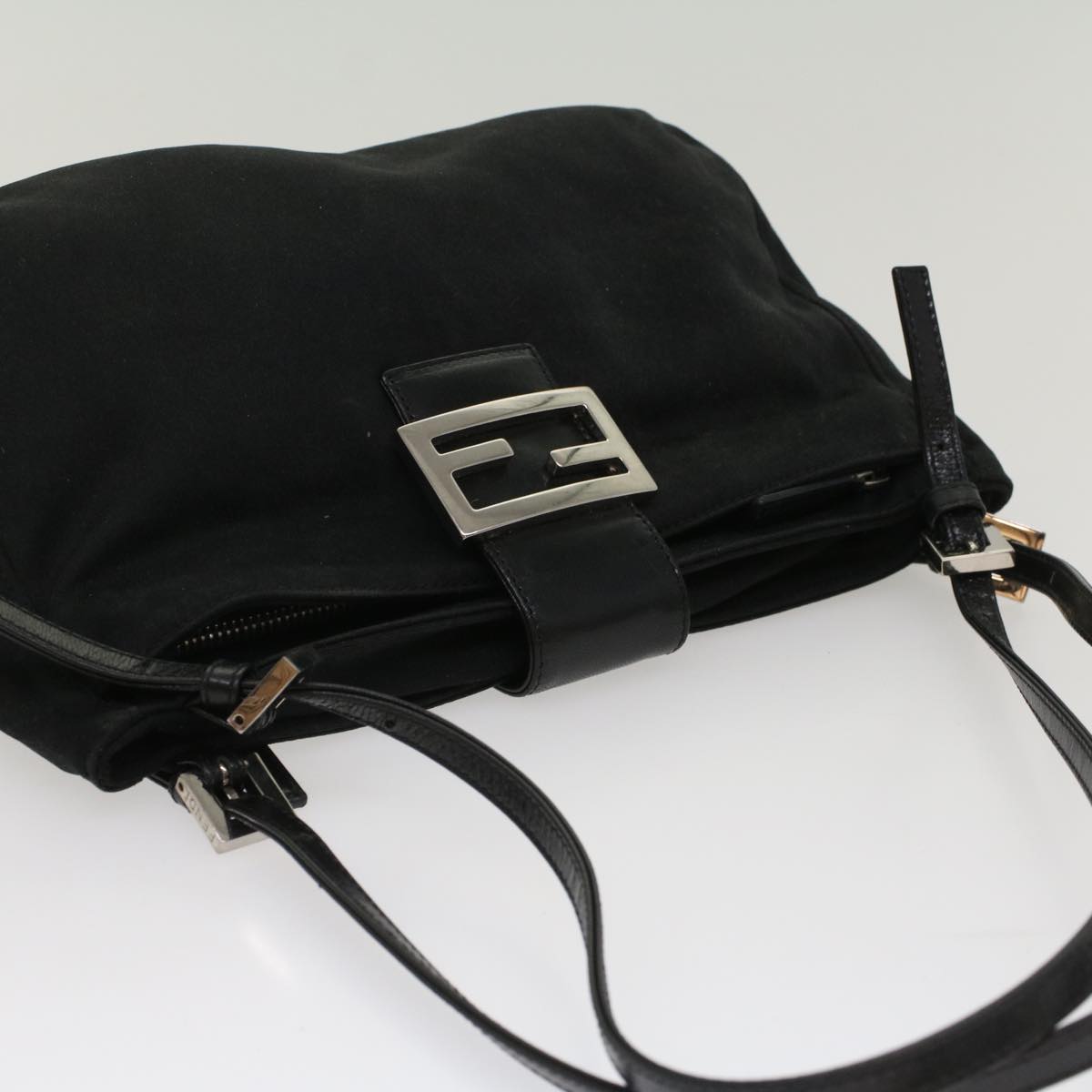 FENDI Mamma Baguette Shoulder Bag Nylon Black 53012