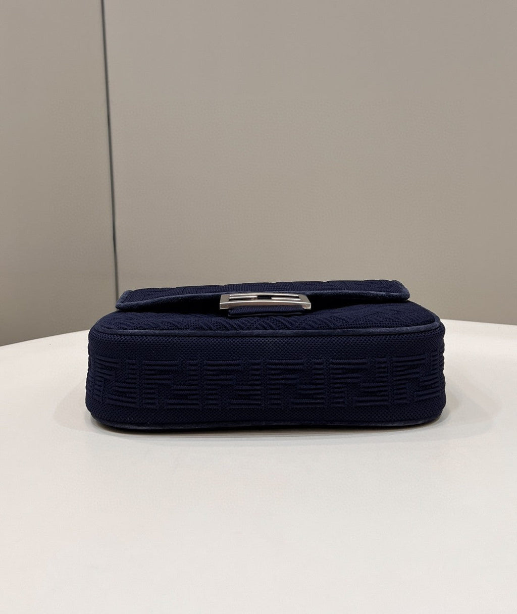 FI Baguette Chain MiGLAMI Navy Blue FF Fabric Bag For Woman 14.5cm/6in
