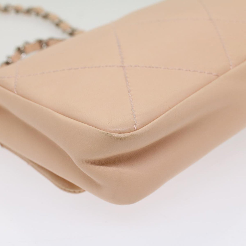 CHANEL Matelasse Chain Shoulder Bag Leather Pink CC 53097