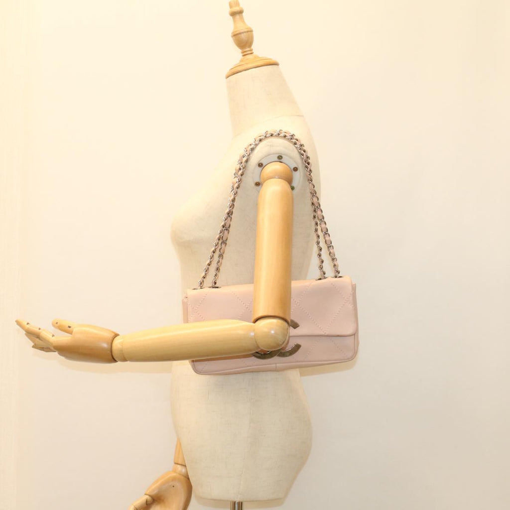 CHANEL Matelasse Chain Shoulder Bag Leather Pink CC 53097
