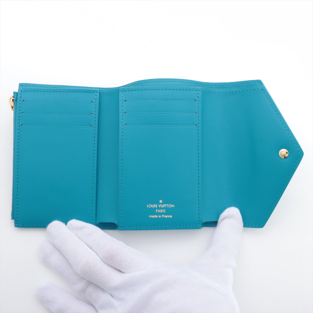 Louis Vuitton Nanograms Portefolio Victoria M82314 Blue Compact Wallet