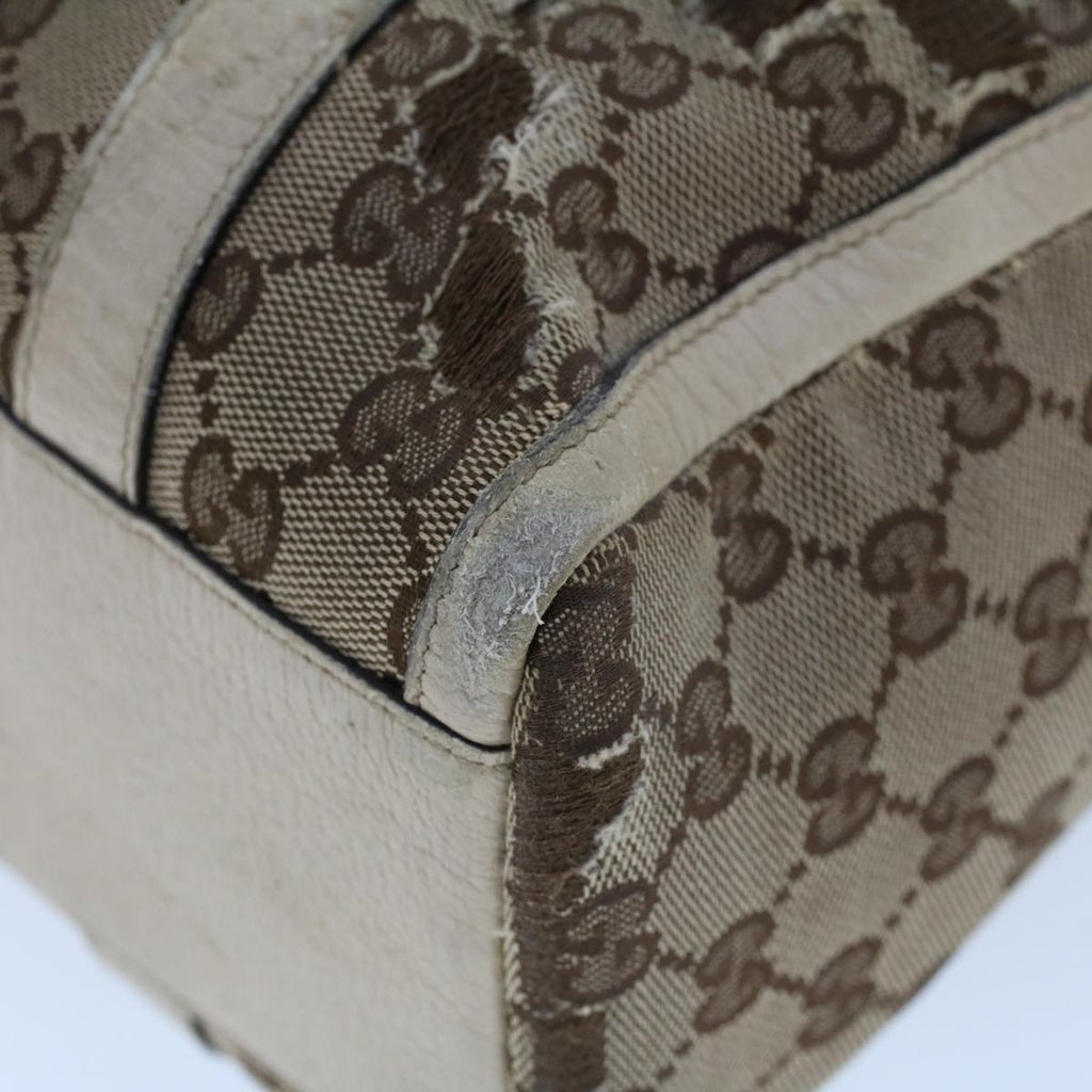 GUCCI GG Canvas Hand Bag Beige White 53132