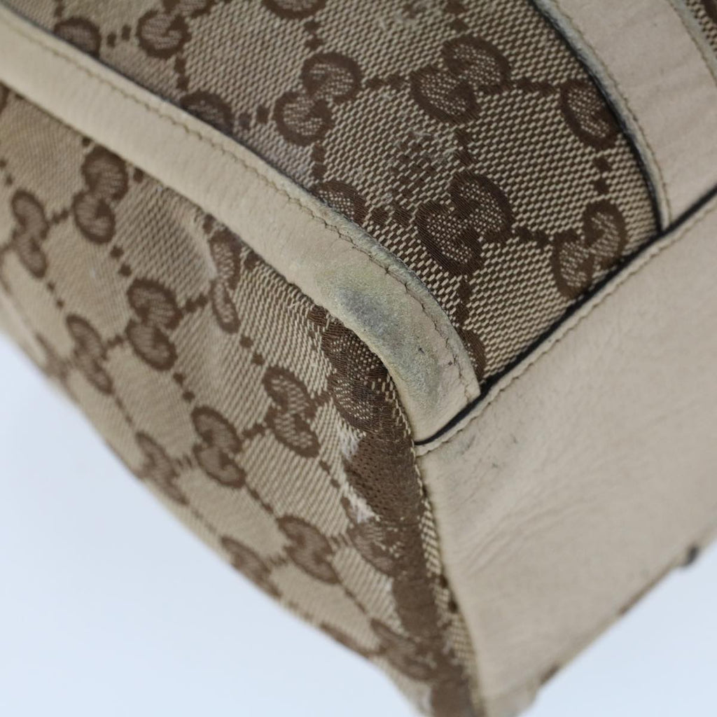 GUCCI GG Canvas Hand Bag Beige White 53132