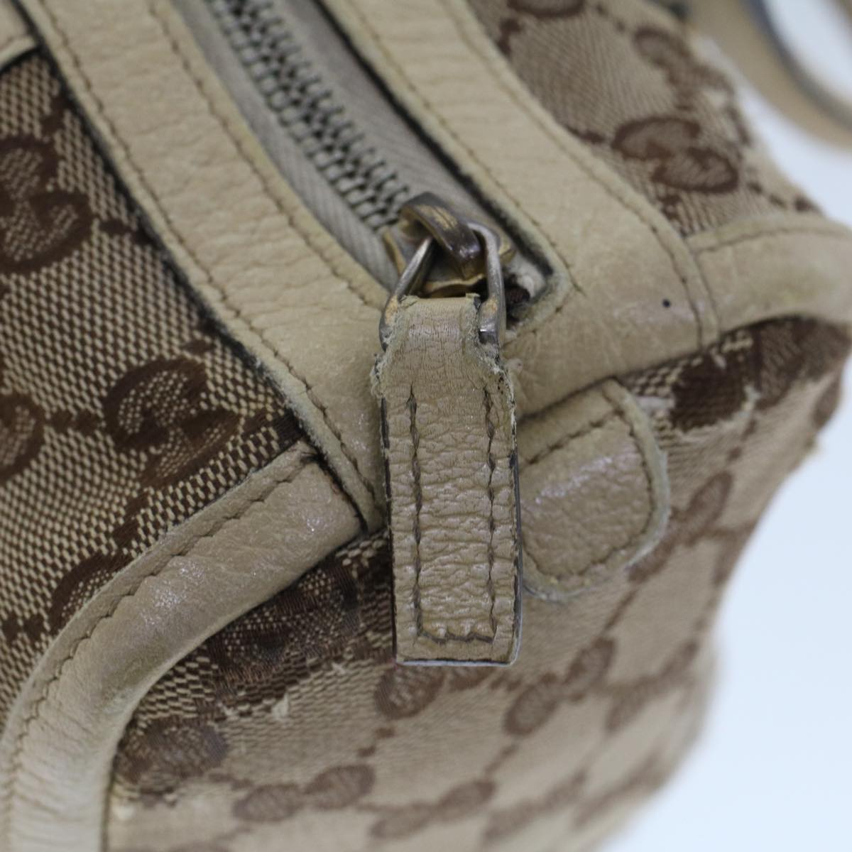 GUCCI GG Canvas Hand Bag Beige White 53132