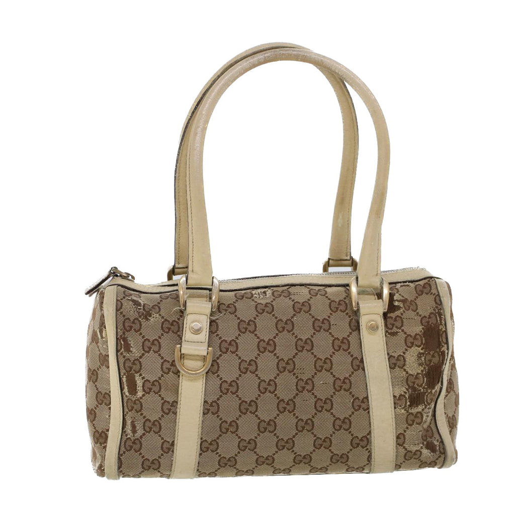 GUCCI GG Canvas Hand Bag Beige White 53132
