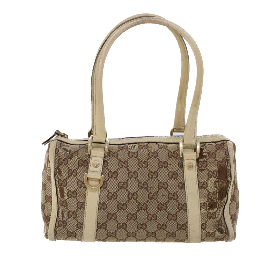 GUCCI GG Canvas Hand Bag Beige White 53132