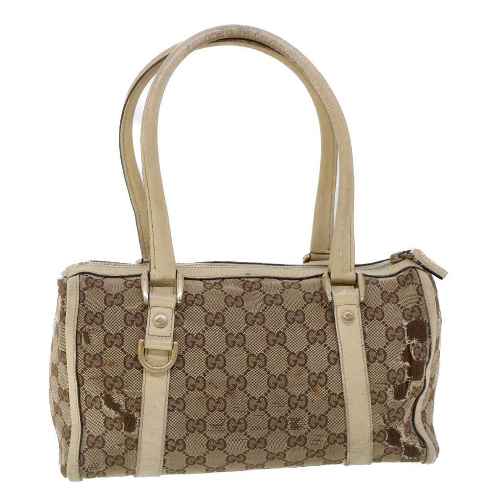 GUCCI GG Canvas Hand Bag Beige White 53132