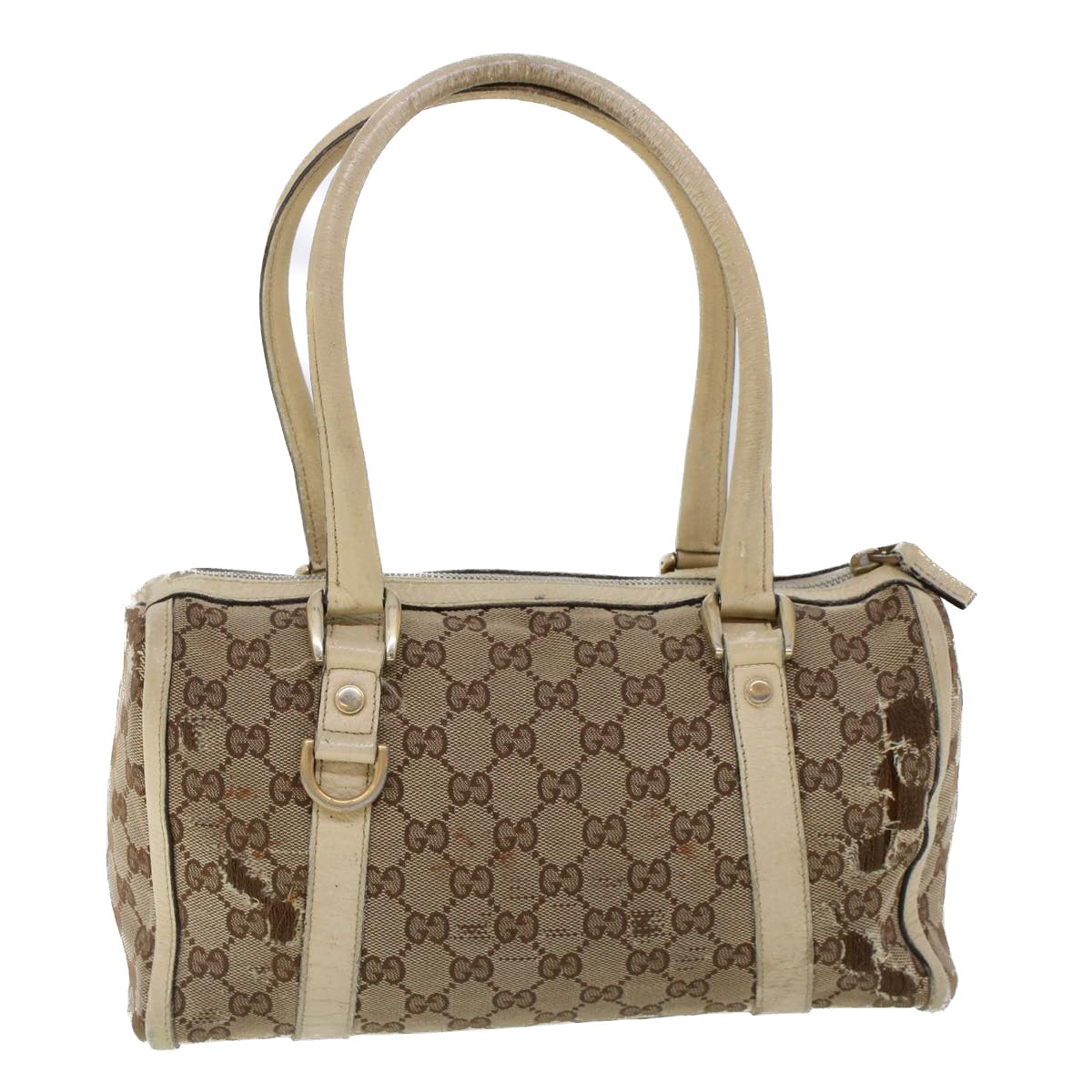 GUCCI GG Canvas Hand Bag Beige White 53132
