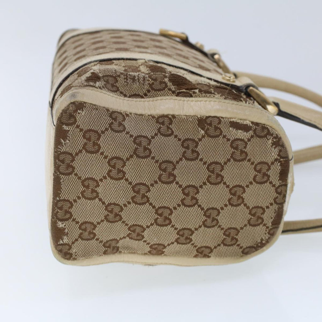 GUCCI GG Canvas Hand Bag Beige White 53132