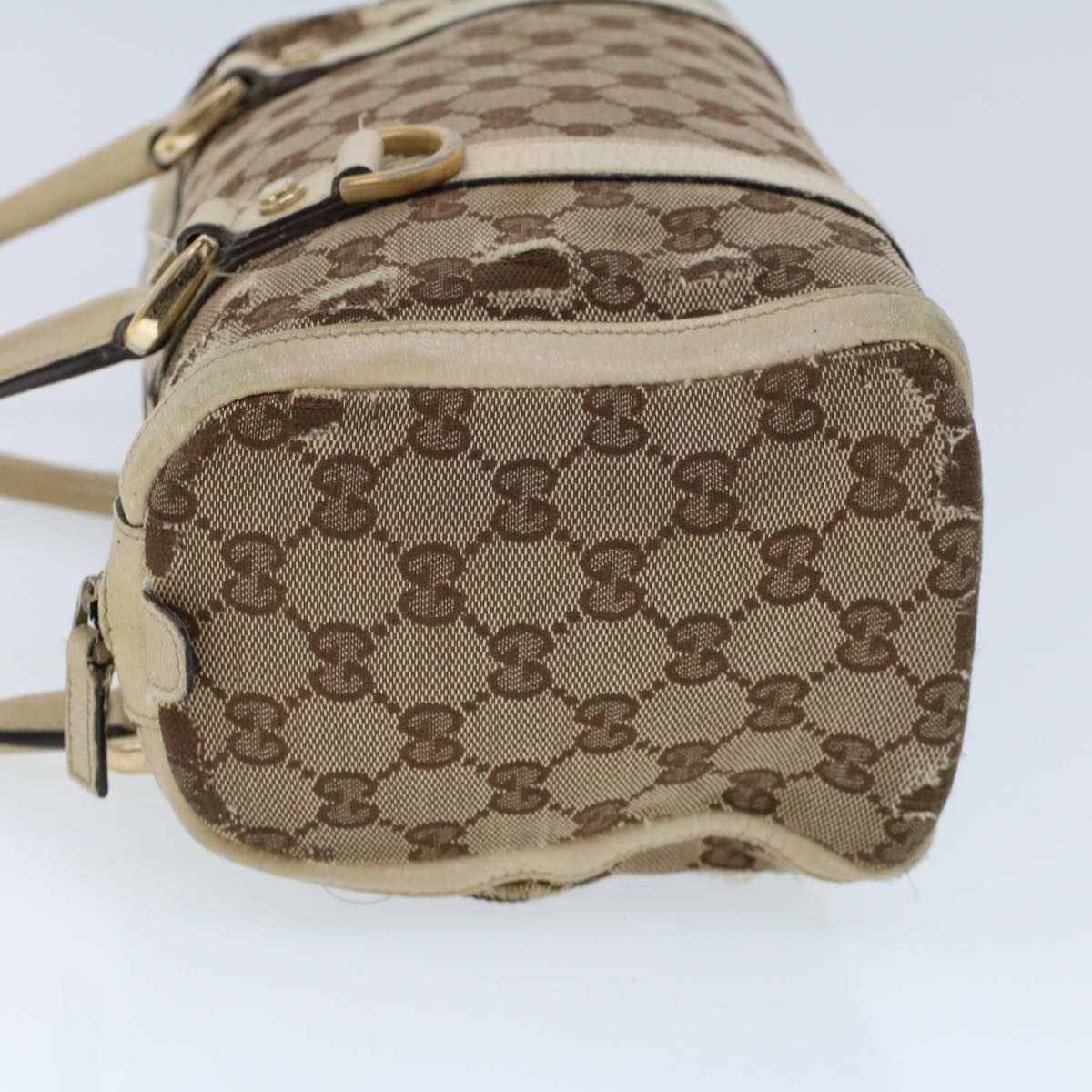 GUCCI GG Canvas Hand Bag Beige White 53132
