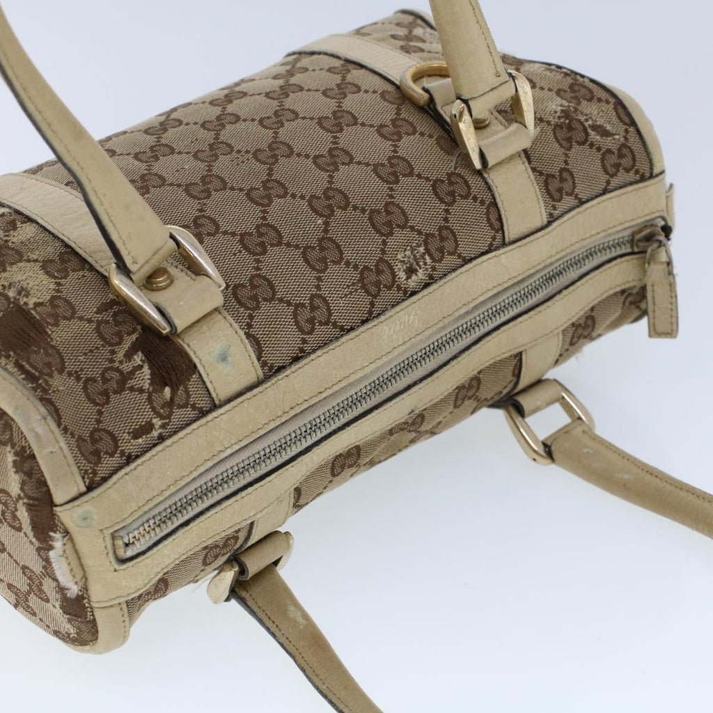 GUCCI GG Canvas Hand Bag Beige White 53132