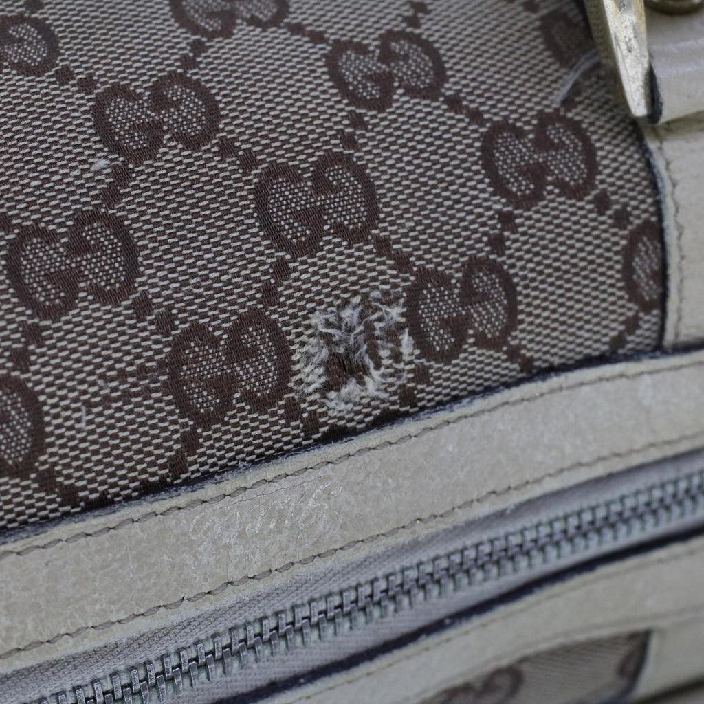GUCCI GG Canvas Hand Bag Beige White 53132