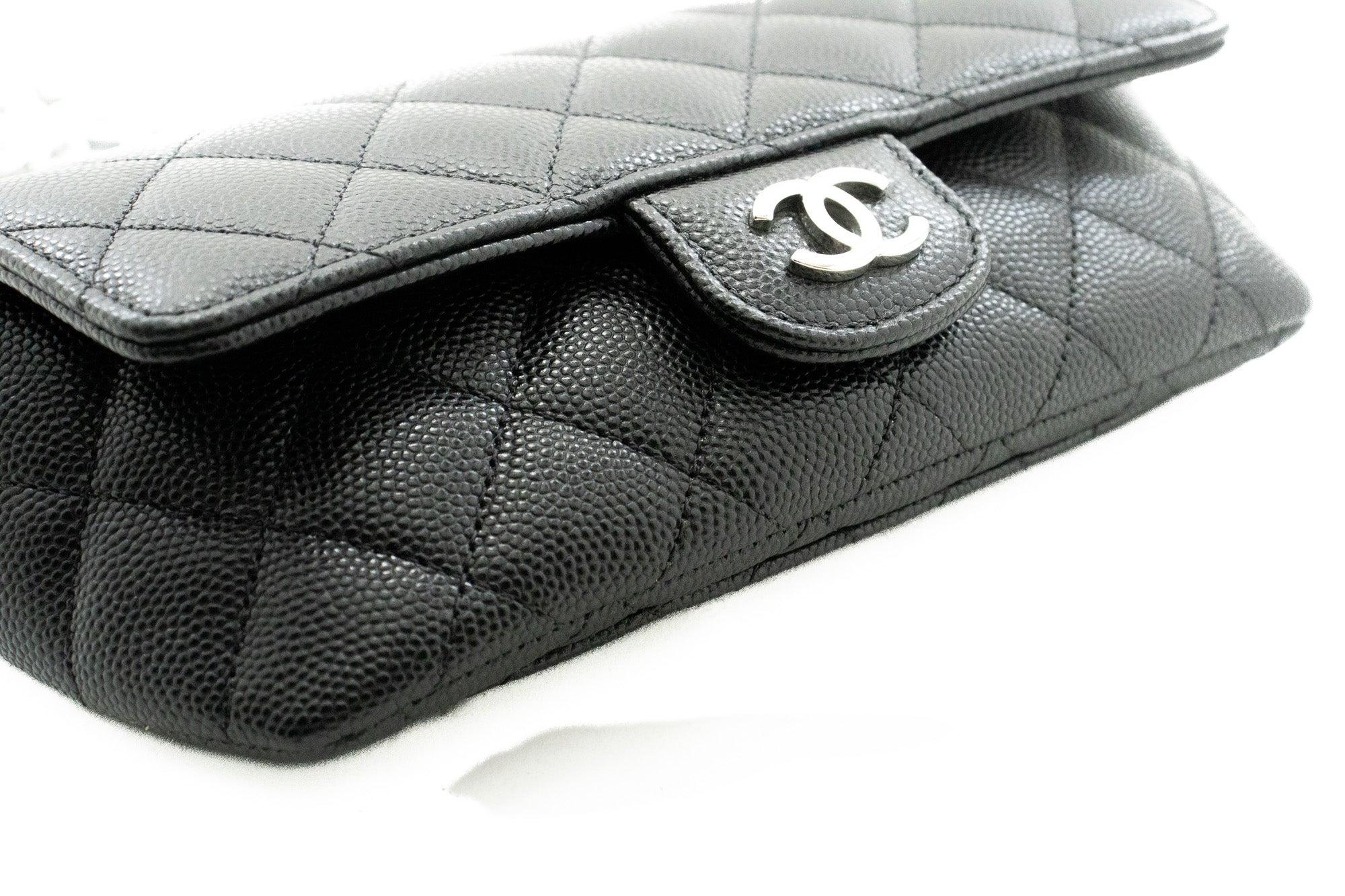 CHANEL Flap Phone Holder With Chain Bag Black Crossbody Clutch j99